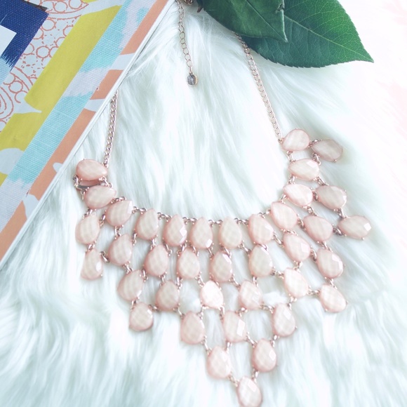 Stone Teardrop Bib Collar Statement Necklace - Picture 1 of 3